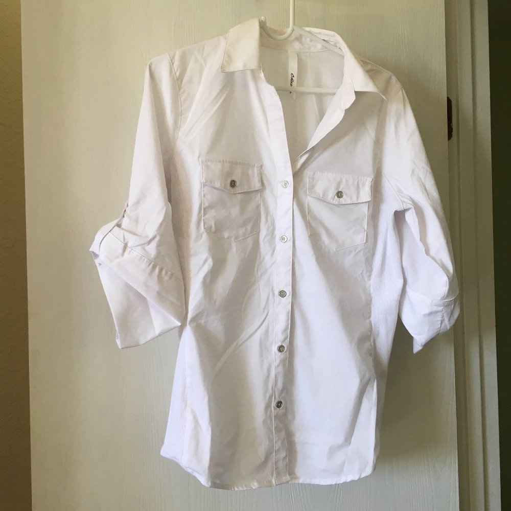 NY collection white women's shirt. Size L.